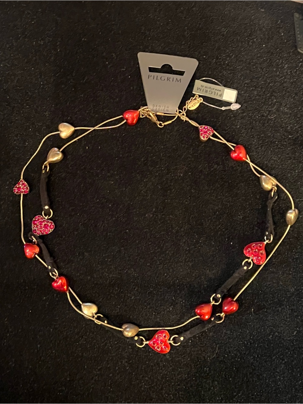 Pilgrim Red and Gold Heart Layered Necklace